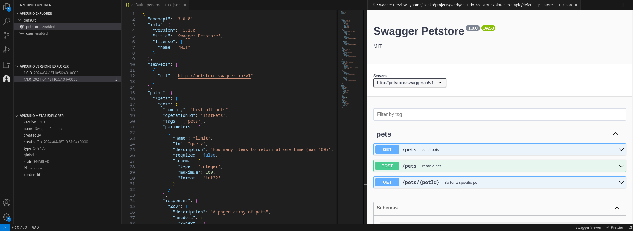 Integration with the Swagger Preview extension