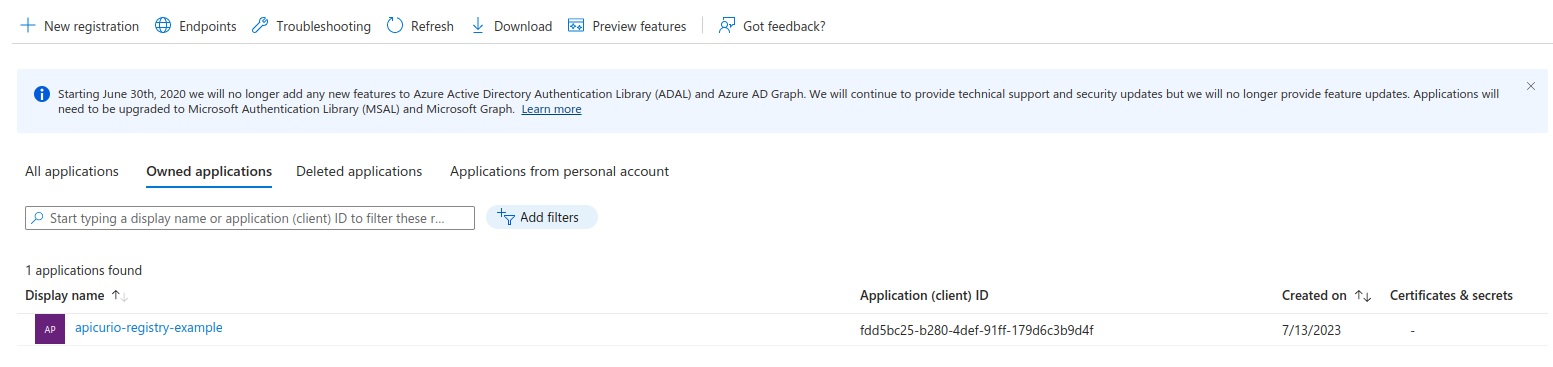 Azure AD App Registered