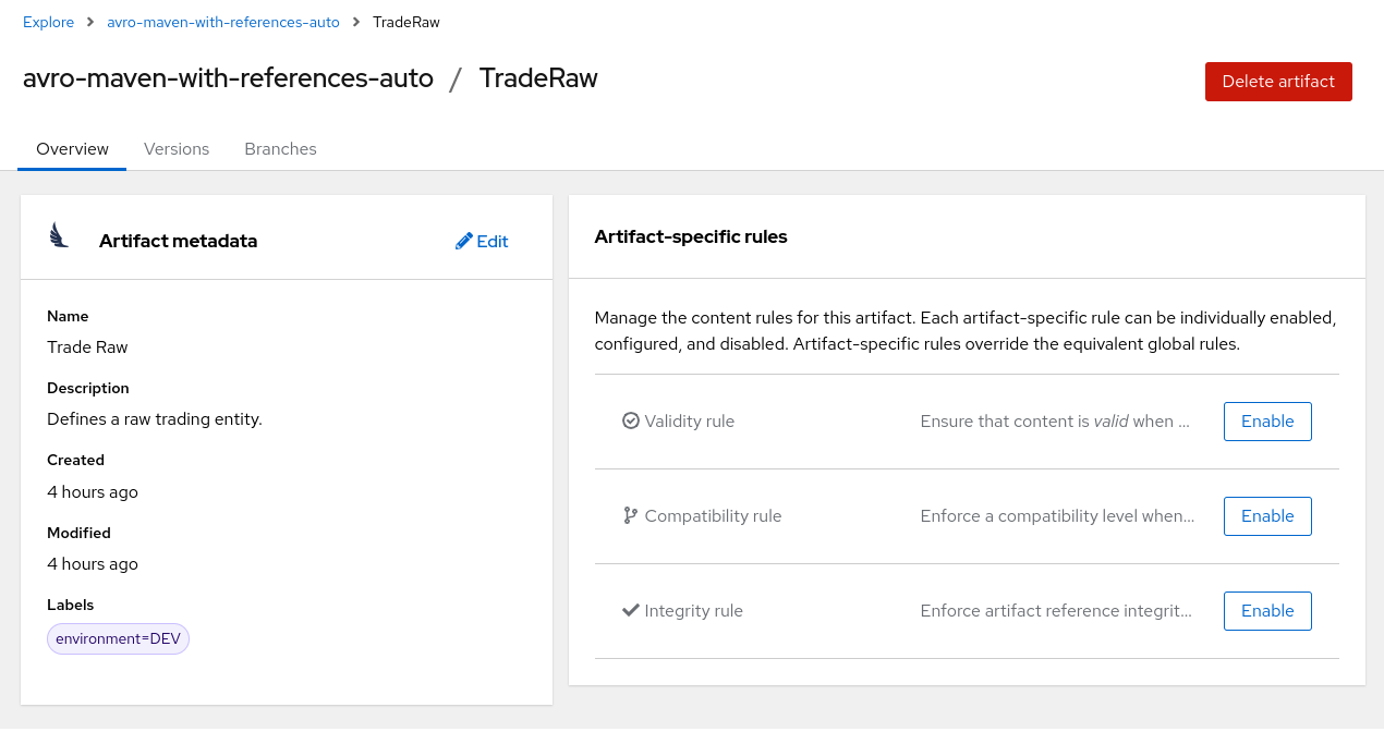 Configure rules in Registry web console