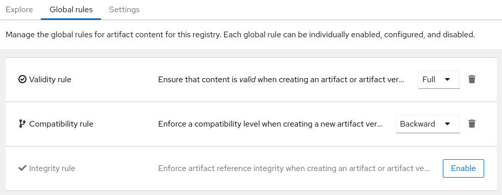 Configure rules in Registry web console