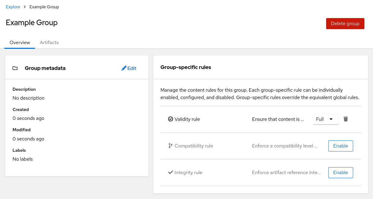 Configure group-specific rules in Registry web console